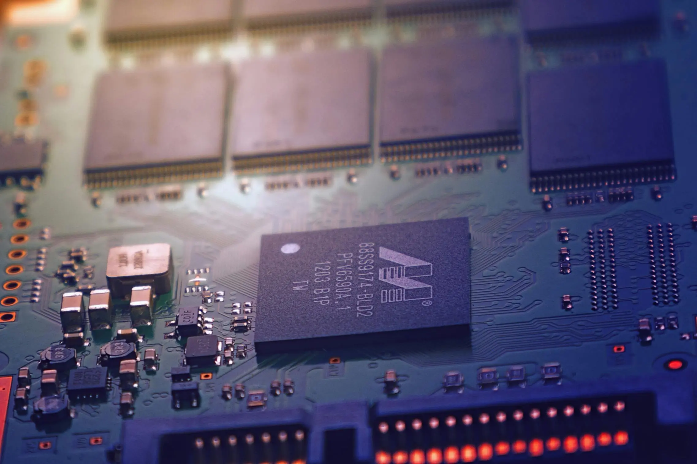 Close up on circuit board